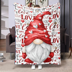 Red Love Gnome Warm Blanket Gift For Lover Family Birthday