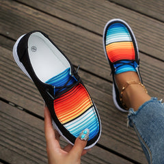 Women's Block Stripe Summer Shoes Thick Sole Casual Lightweight Shoes
