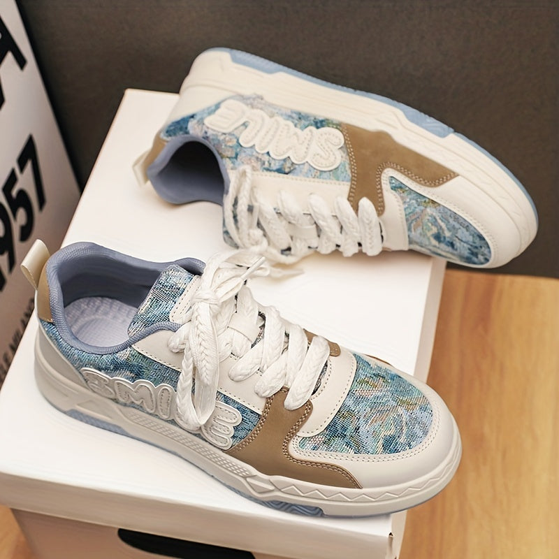 Men's Smile Letter Skate Shoes Lace Up Sneakers