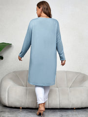 Solid Open Front Long Sleeve Cardigan