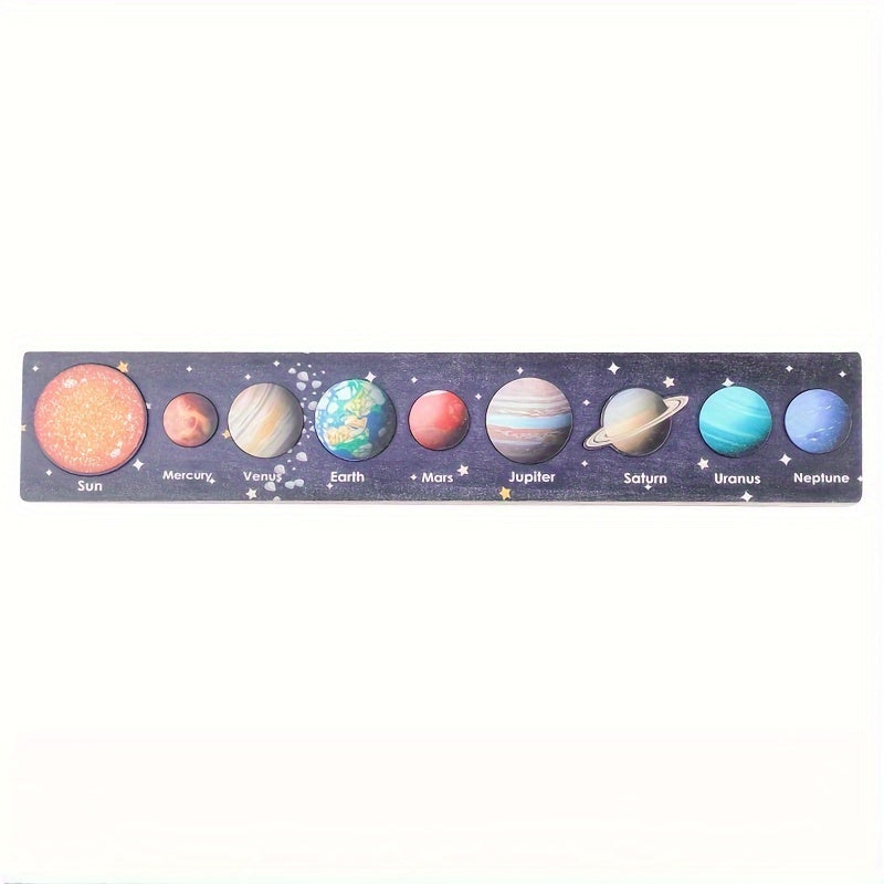 Wooden Solar System Puzzle Matching Board Educational Toy