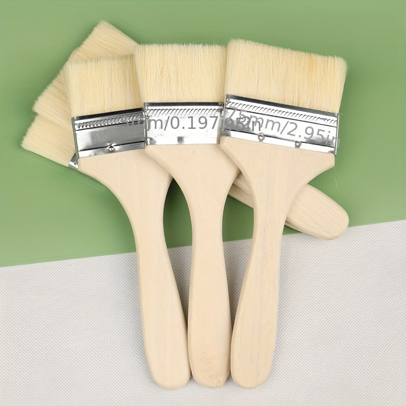 Long Handle Wool Brush Set Wooden Handle Paint Brush Soft Hair Brush Barbecue