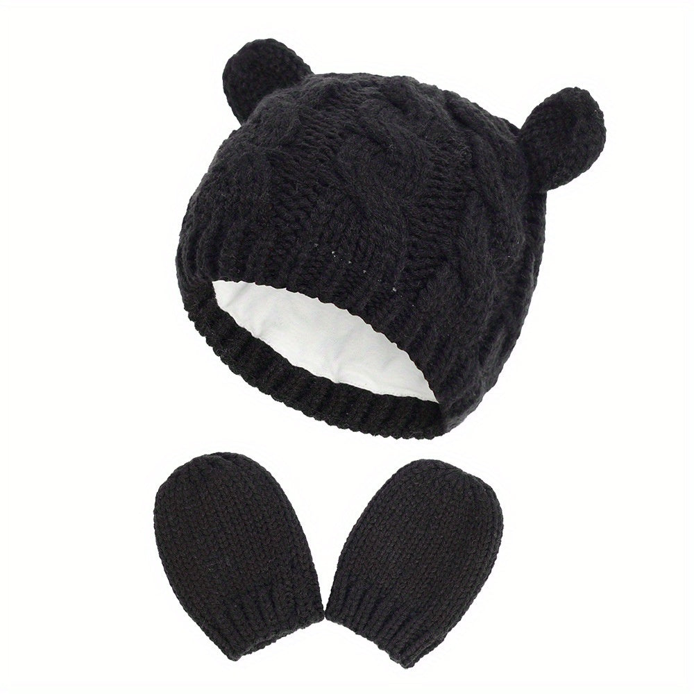 Baby Hat Knitted Hat & Gloves Set for Boys and Girls