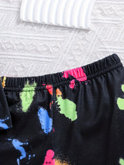 Kids Fluorescent Graphic T shirt & Short Set For Summer