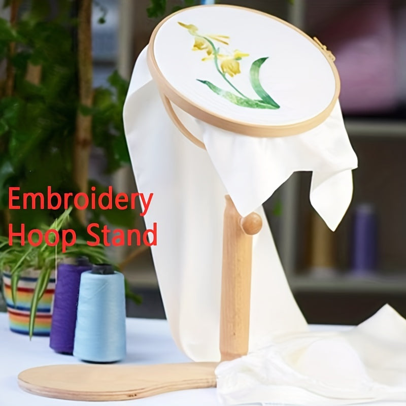 Wood Adjustable Rotated Embroidery Hoop Stand & Hoops