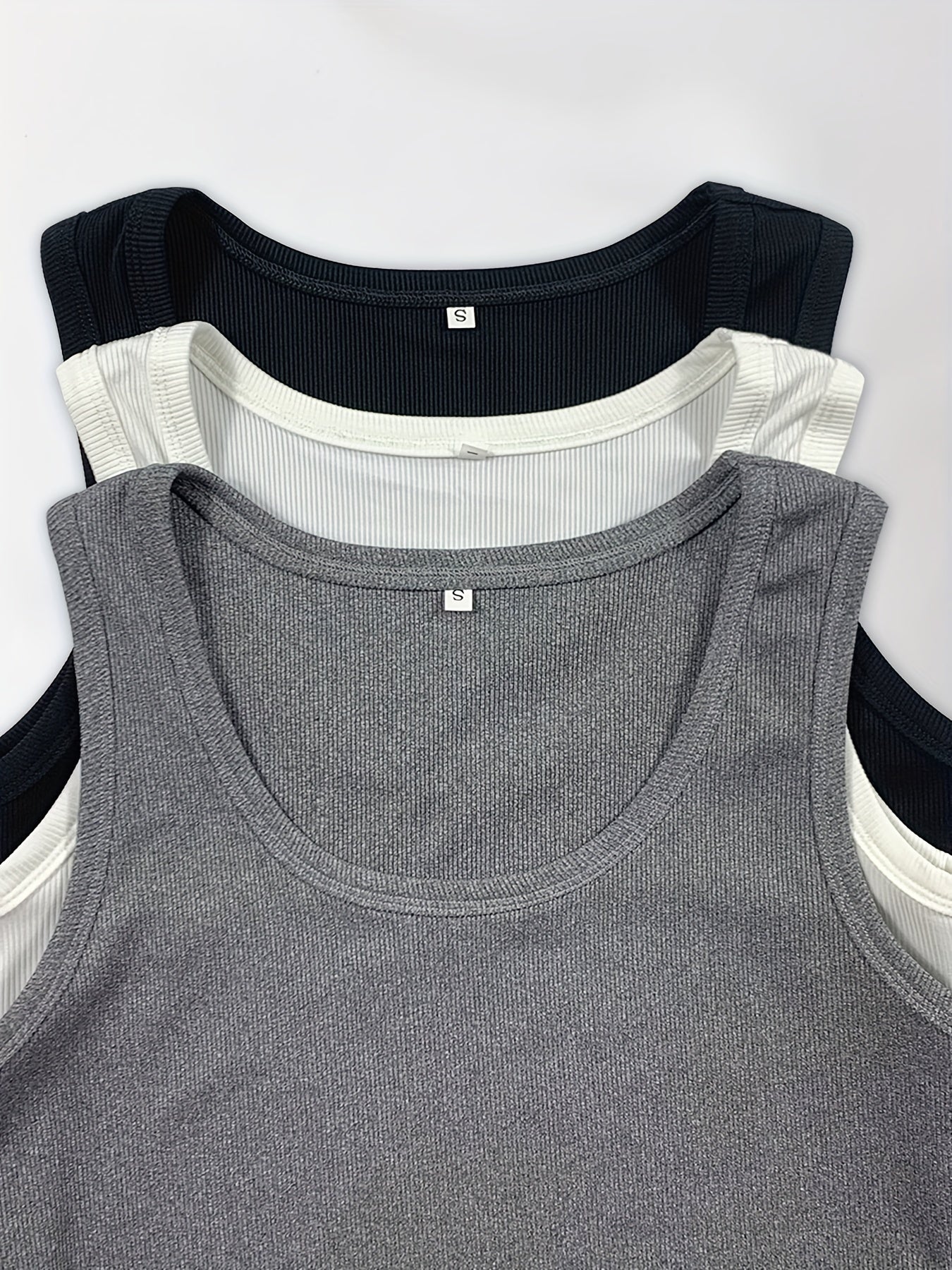 Solid Crew Neck Tank Top 3 Pack Women's Sleeveless Tank Top