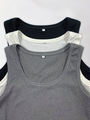 Solid Crew Neck Tank Top 3 Pack Women's Sleeveless Tank Top