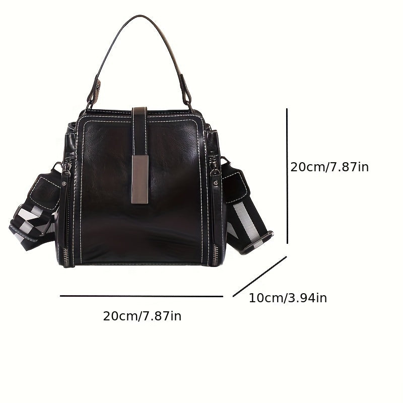 Vintage Leather Crossbody Bag for Women Large Capacity with Removable Strap