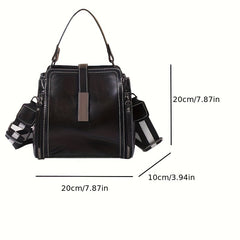 Vintage Leather Crossbody Bag for Women Large Capacity with Removable Strap