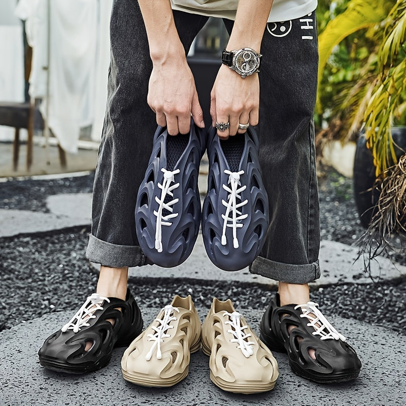 Men's Casual Lace up Hollow Out Sandals Lightweight Beach Shoes