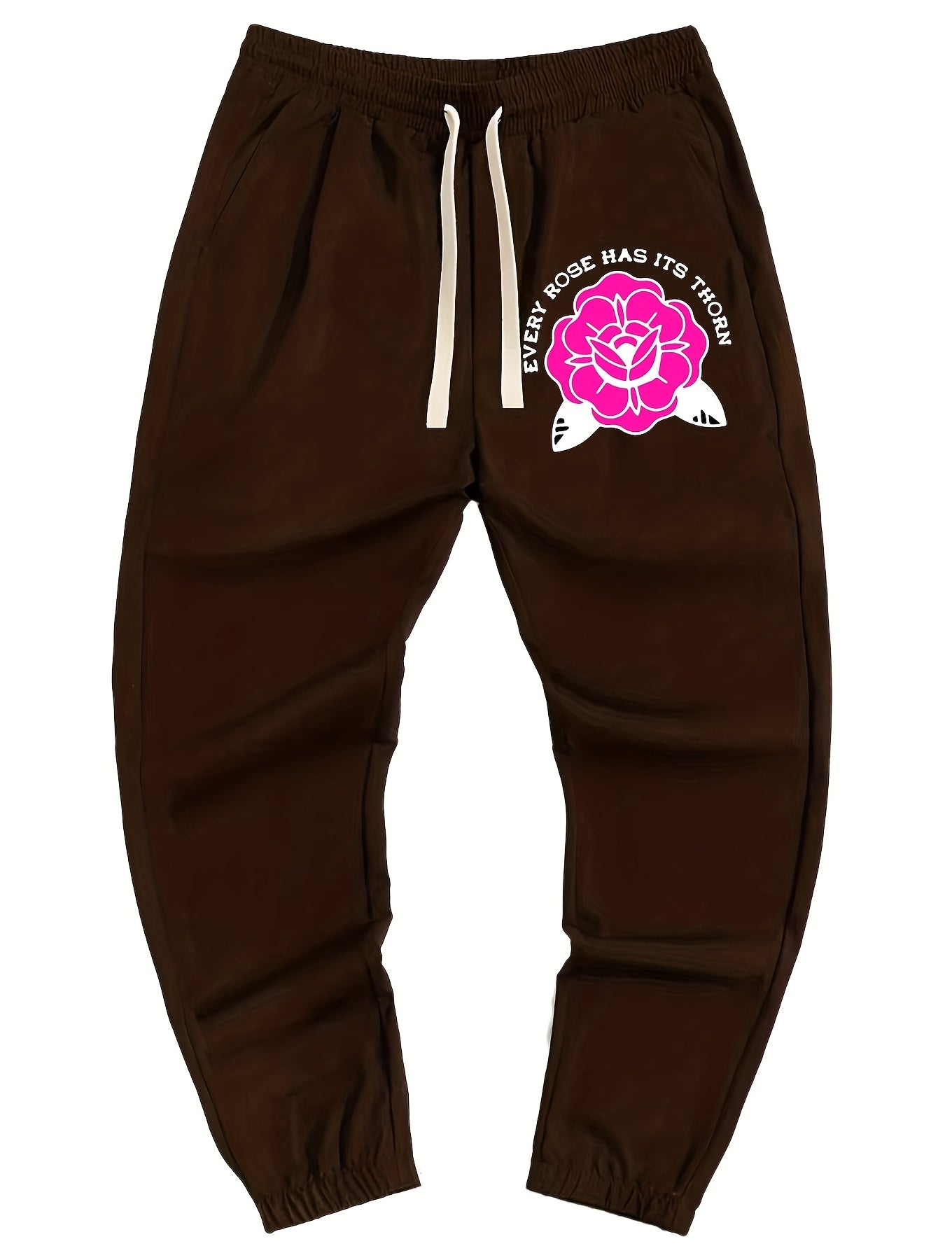 Flower Print Men's Drawstring Pocket Sweatpants Casual Jogger Pants