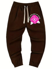 Flower Print Men's Drawstring Pocket Sweatpants Casual Jogger Pants