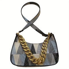 Colorful Triangle Geometric Print Shoulder Bag