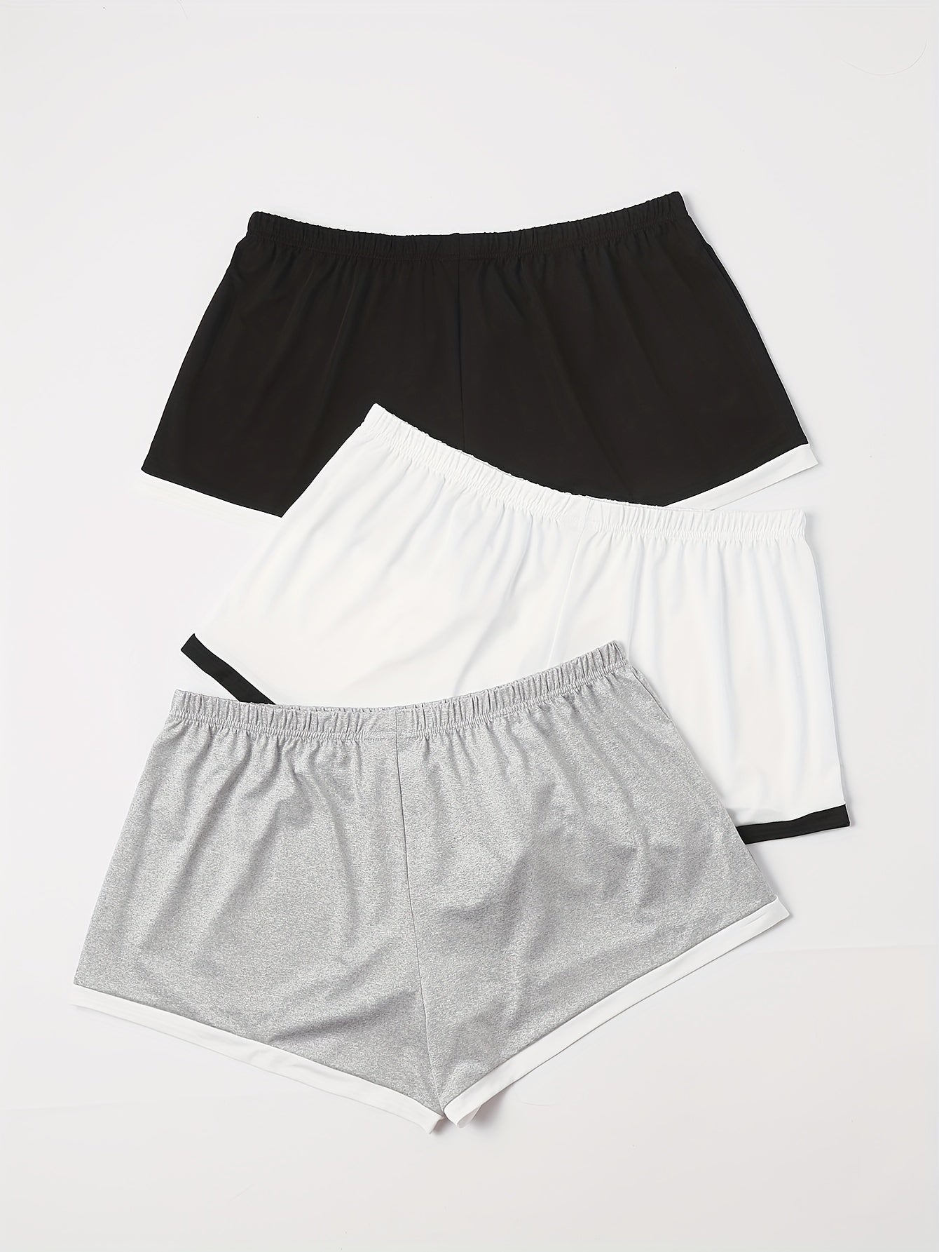 3 Pack Plus Size Colorblock Wide Leg Pajama Shorts Set