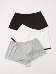 3 Pack Plus Size Colorblock Wide Leg Pajama Shorts Set