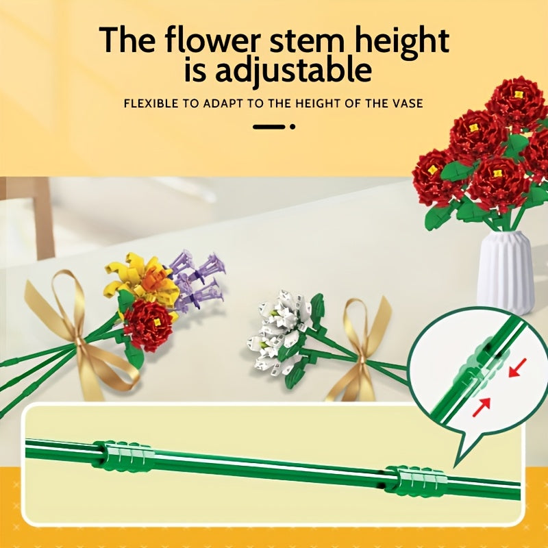 WOMA Bouquet Building Block Set Eternal Roses for Girls 6+ Hand Eye Coordination