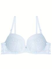 Contrast Lace Push Up Bra Anti Sagging Women's Lingerie