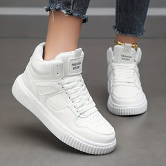 Women's High Top Lace Up Sneakers Round Toe Comfy Skate Shoes