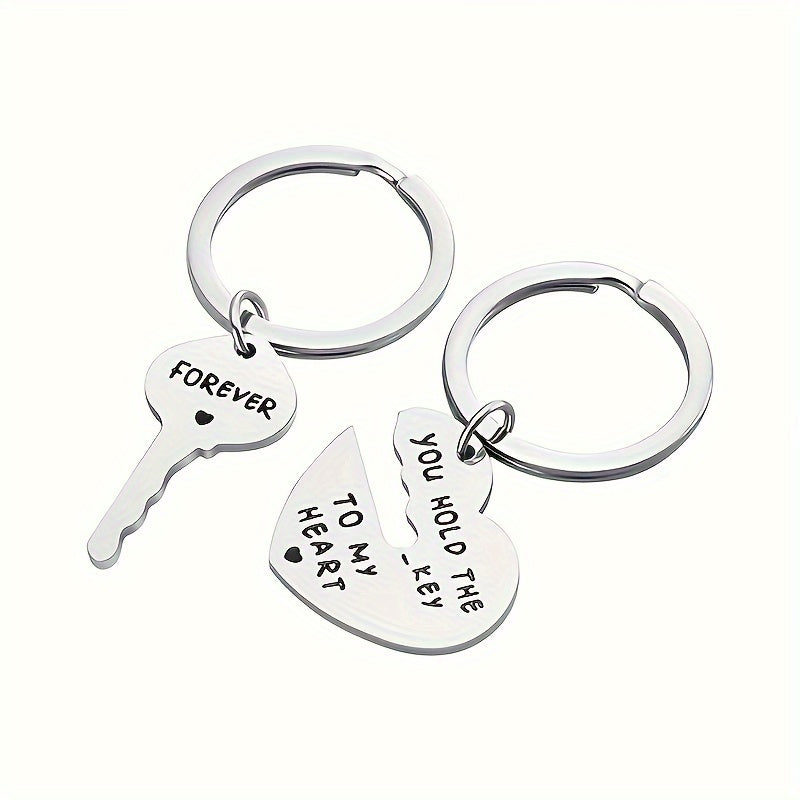 2pcs Stainless Steel Letter Keychain Set