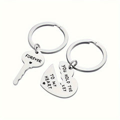 2pcs Stainless Steel Letter Keychain Set
