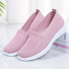 Women's Knit Flat Shoes Comfortable Low Top Slip On Casual Walking Shoes