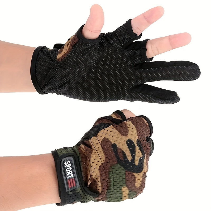 Anti Slip Fingerless Fishing Gloves Adjustable Outdoor Fishing Gear