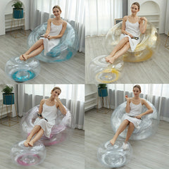 Colorful Sequin Inflatable Sofa Lazy Chair with Footrest