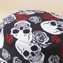 Skull Rose Print Sunshade Bucket Hat for Outdoor Travel