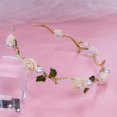 Faux Pearl Flower Headband Head Hoop Wedding Bridal Hair Accessories