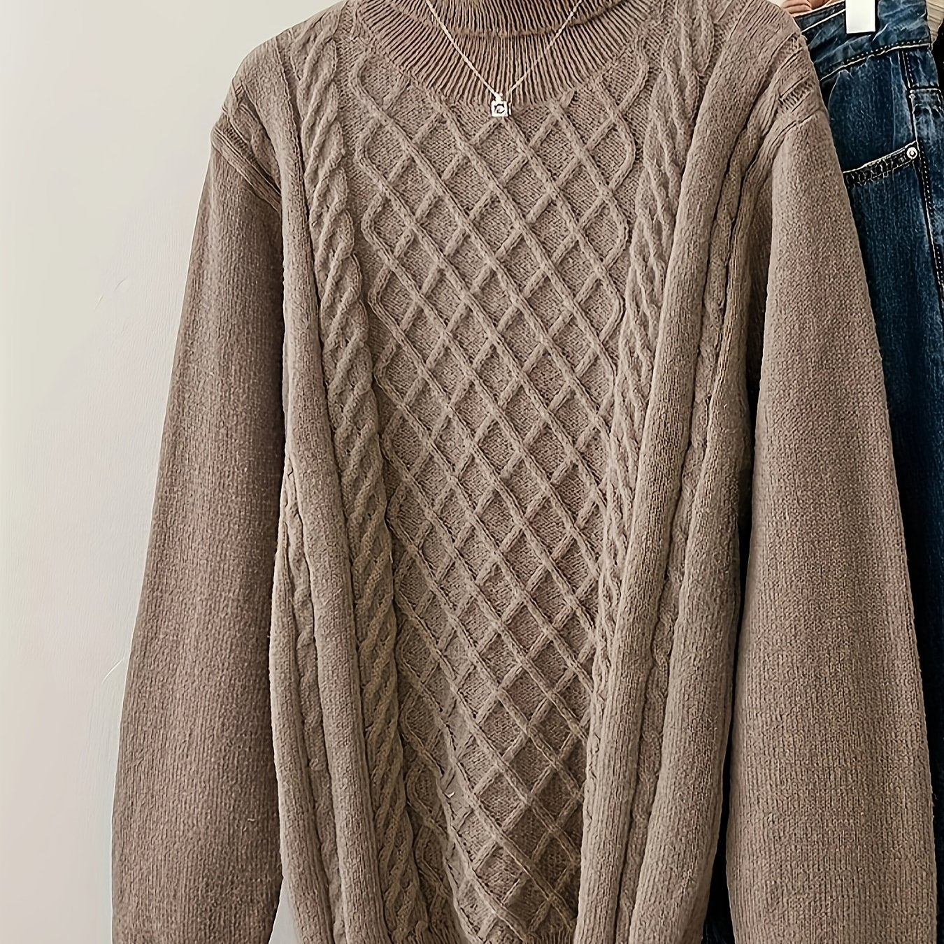 Geo Pattern Turtle Neck Pullover Sweater Long Sleeve Women's Clothing