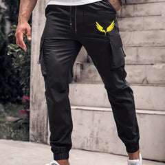 Eagle Pattern Cargo Pants Men's Flap Pocket Trousers