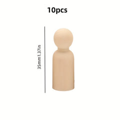10pcs Wooden Nail Doll Block 4 29 Cm Craft DIY Painting Small World Game