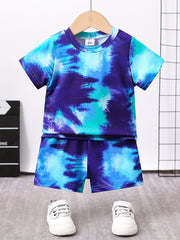 2pcs Baby Boys Tie Dye T shirt & Shorts Set Summer Baby Clothes