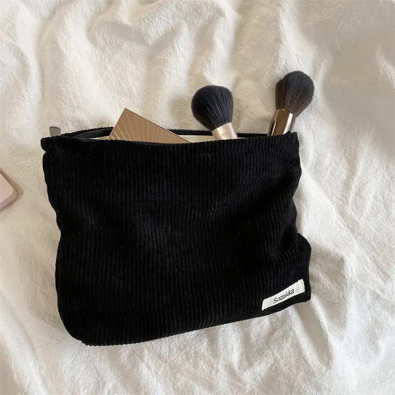 Corduroy Cosmetic Bag Women Travel Makeup Pouch Lipstick Phone Purse Organizer