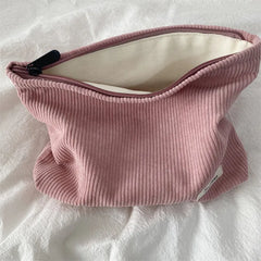 Corduroy Cosmetic Bag Women Travel Makeup Pouch Lipstick Phone Purse Organizer