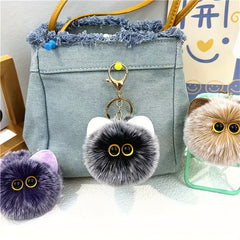 Blush Cat Ball Keychain Plush Doll Bag Cartoon Pendant Small Gift