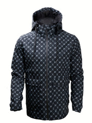 Men's Monogram Lightweight Hooded Windbreaker Jacket Coat