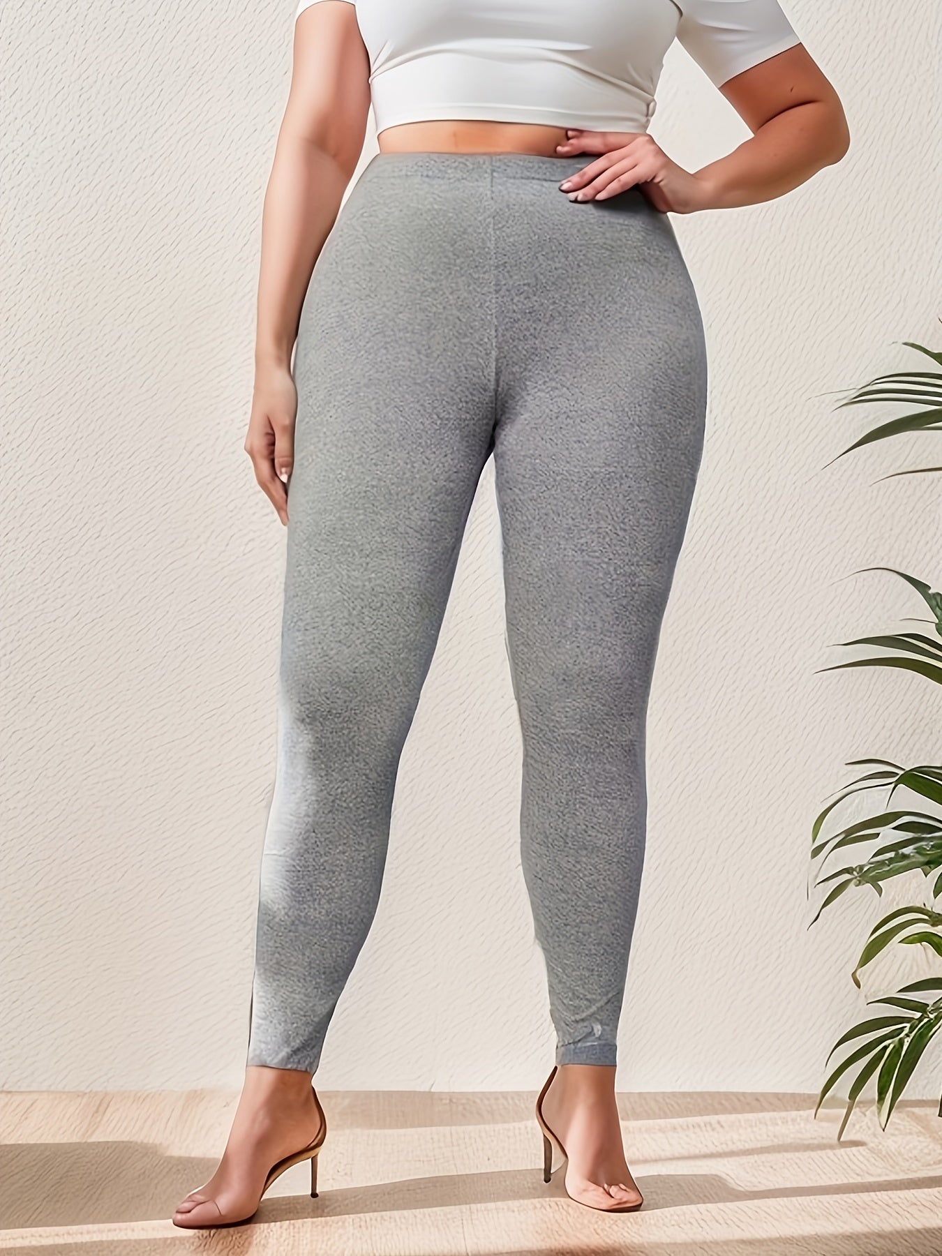 High Rise Solid Skinny Leggings