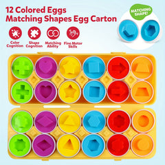 12PCS Dinosaur Shape & Egg Recognition Sorter Puzzle Sensory Toys