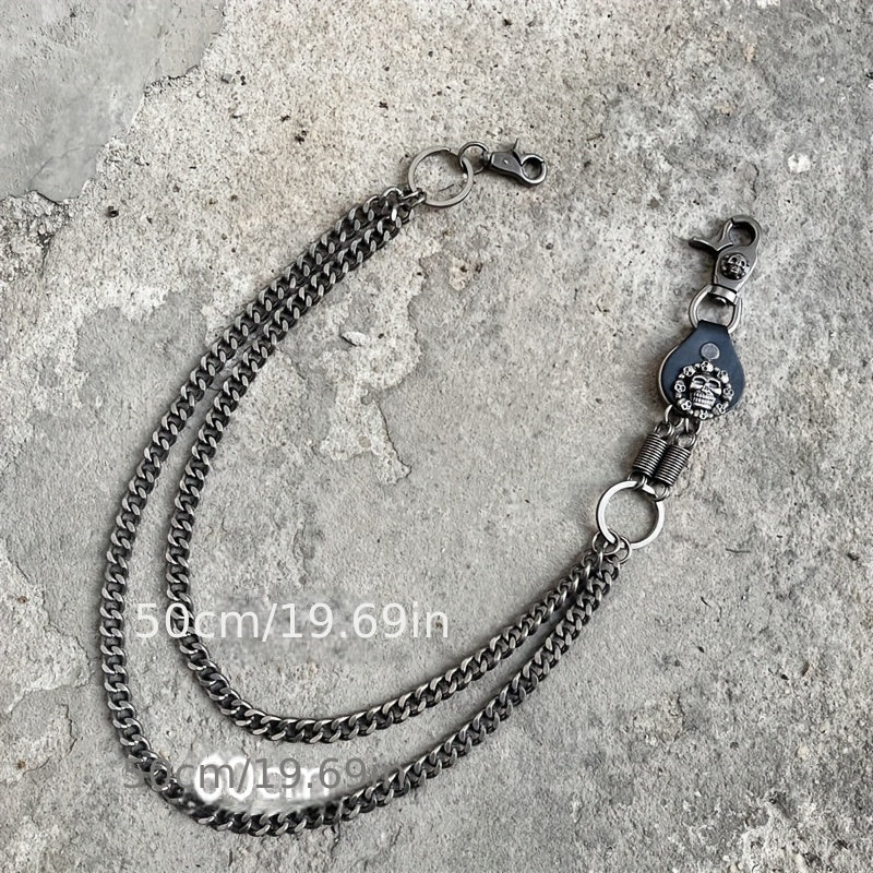 Men's Skull Jean Biker Wallet Belts Chain Gothic Rock Pants Waist Key