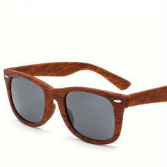 Wood Grain Sunglasses Square Mirrored UV400 Sun Shades for Driving
