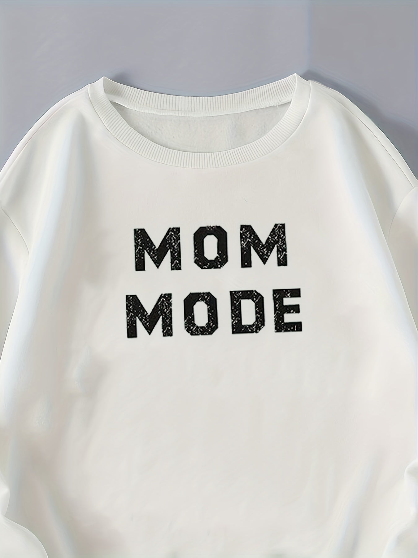 Mom Mode Print Sweatshirt Casual Long Sleeve Crew Neck Sweatshirt