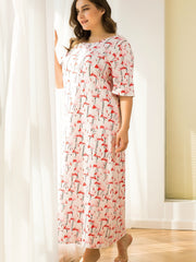 Plus Flamingo Print Short Sleeve Nightdress