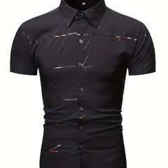 Men's Solid Lapel Short Sleeve Summer Shirt - Button Up Casual Business Formal