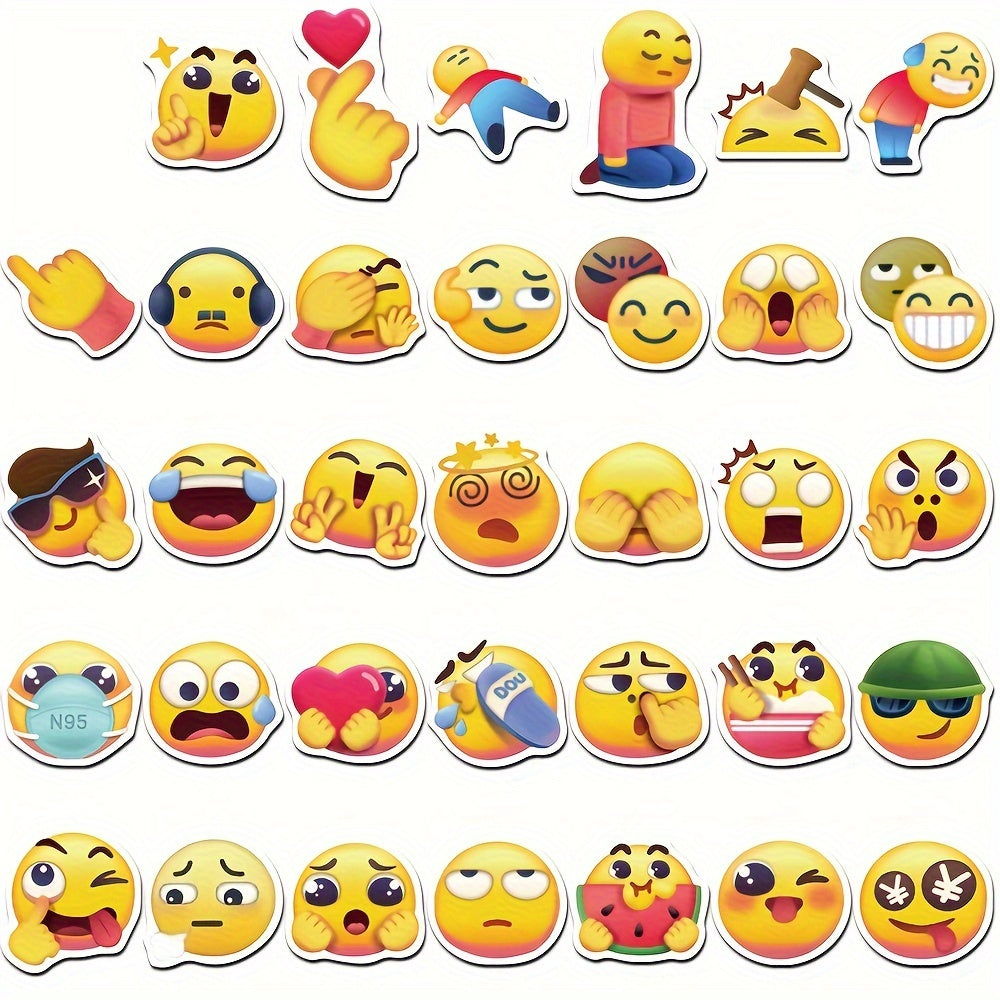 69pcs Yellow Face Expression Graffiti Stickers Waterproof for Luggage Laptop Dec