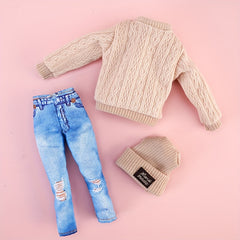 Multicolored Outfit Sweater Jeans Hat for 29 97 cm Doll