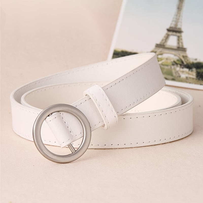 Girls Casual Vintage Faux Leather Buckle Belt Dress Jeans Pants
