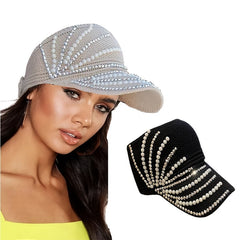 Pearl & Rhinestone Decor Visor Hat for Women