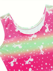 2pcs Unicorn Graphic Gymnastics Suit Hair Ring Set