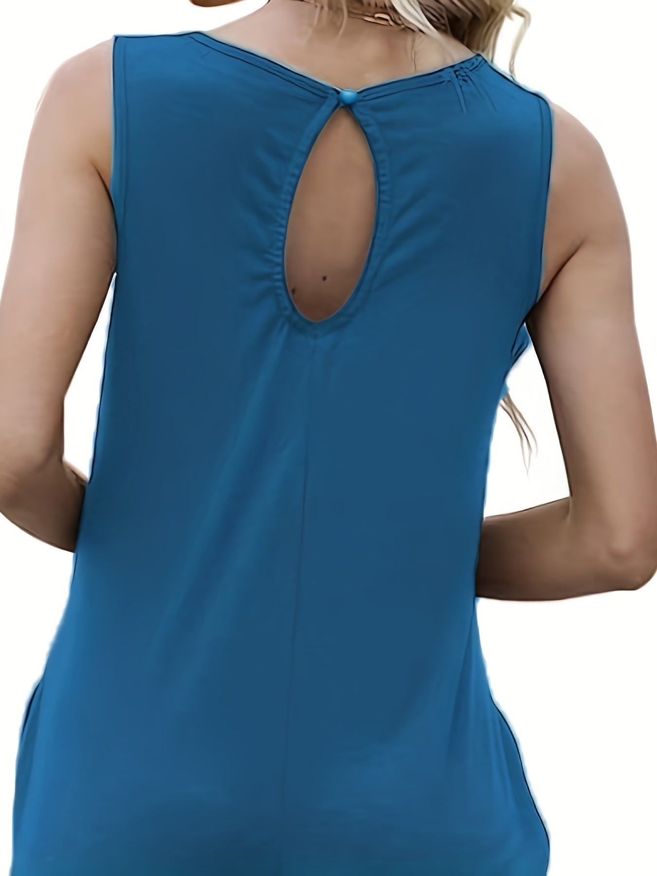 Solid V Neck Wide Leg Jumpsuit With Pockets